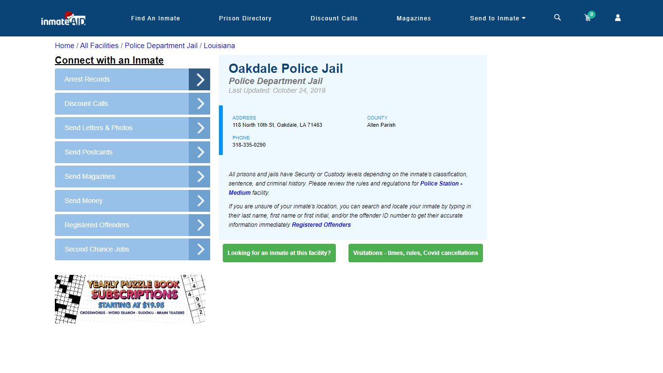 Oakdale Police Jail & Inmate Search - Oakdale, LA